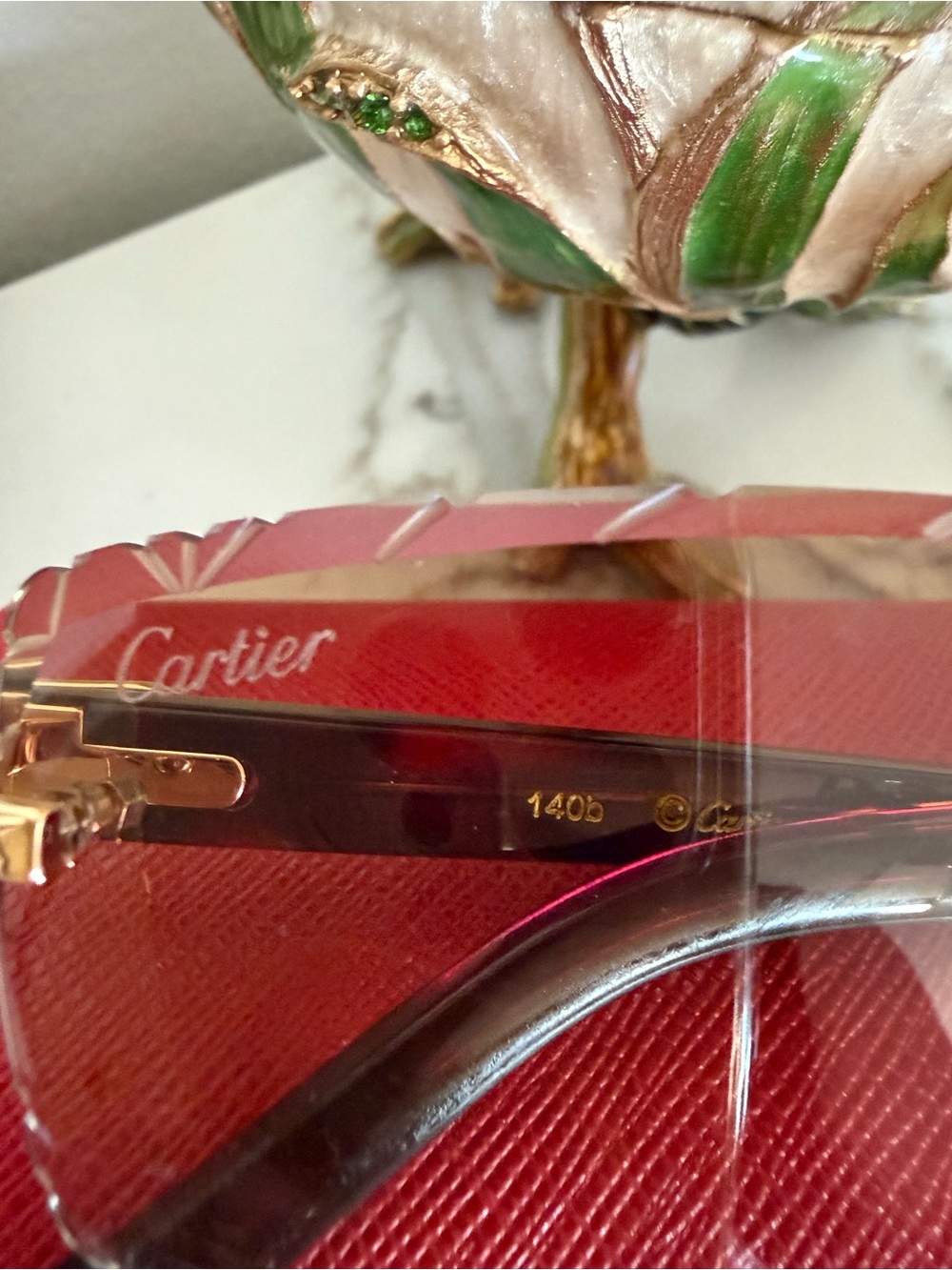 Cartier Tortoiseshell Temple Sunglasses with Gold Accents and Brown Lenses - Picture 4 of 9